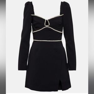 Self-Portrait Black Embellished Crepe Minidres